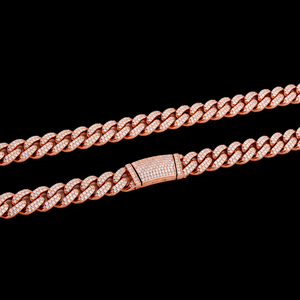 Excepcional Cadena Cubana de Moissanita Chapada en Oro Rosa de 18K, Estilo Hip Hop con Micro Pavé Completo, Unisex, para Uso Diario - Product Image 2