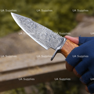 Couteau de chasse à lame fixe en acier Damas fait main, tranchant comme un rasoir, avec étui en cuir, OEM ODM, couteaux personnalisables - Product Image 3
