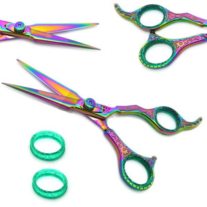 Ciseaux de barbier de qualité supérieure, ciseaux de coiffure multicolores arc-en-ciel, ciseaux de coupe de cheveux, ciseaux de barbier de qualité professionnelle pour les stylistes - Product Image 1