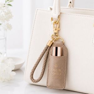 Porte-clés personnalisé en PU pour baume à lèvres avec logo - Product Image 1