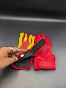 Neon Yellow Leather Rubber Batting <b>Gloves</b> Ambidextrous Snap Closure Unisex Adult XL Training Durable - Product Image 5