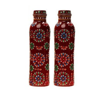 Handmade Designer <b>Copper</b> Bottle With Vibrant <b>Paint</b> Eco-Friendly Sustainable <b>Metal</b> Water Bottle <b>For</b> Corporate Gifting And Home - Product Image 1