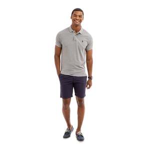 Chemise de golf pour homme, grise, manches courtes, mélange polyester/coton, imprimée, logo sur le devant, coupe classique, style preppy, respirante, tricotée 180g - Product Image 3
