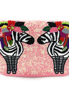 Bolso de Mano de Diseño con Bordado de Zebra, Hecho a Mano, Anti-Robo, Duradero, con Cierre Magnético, Decorado con Cuentas de Seda, Ideal para Regalo, 1L - Product Image 4