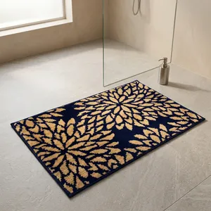 Tapis de porte élégant en microfibre tissée bleu et beige avec envers écologique, épaisseur 1200 GSM, pour une utilisation moderne à la maison et au bureau - Product Image 1