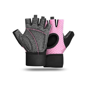 <b>Half</b> Finger Gym Gloves Black Blue Mesh Polyester Adjustable Wrist Strap Non <b>Slip</b> Breathable For Weight Lifting Fitness Training - Product Image 3