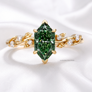 แหวน จี้ ต่างหู เครื่องประดับเพชรทรงหกเหลี่ยมสีเขียวสดใสแฟนซี SHREERAJ SOLITAIRE น้ำหนัก 2 กะรัต / 3 กะรัต เพชรเพาะเลี้ยงในห้องปฏิบัติการ รับรองโดย IGI - Product Image 3