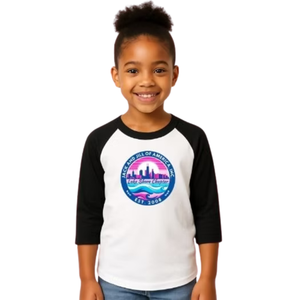 Girl's White and Black Baseball Shirt Casual Three Quarter Sleeve <b>Raglan</b> Tee Everyday Comfortable Lifestyle Clothing <b>Top</b> - Product Image 1