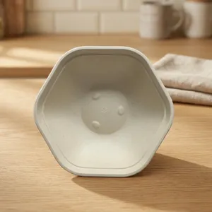 Most Popular Pulp Moulded Disposable 360 Inch Hexa <b>Bowl</b> Eco Friendly Compostable Food Serving <b>Bowl</b> for Parties and Events - Product Image 4