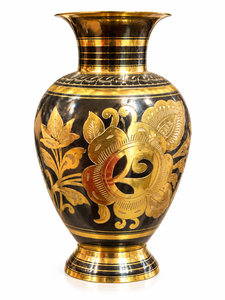 Handcrafted Brass <b>Decorative</b> <b>Vase</b> with Antique Floral Engraving Ornate Metal Flower <b>Vase</b> for Luxury Home Tabletop Interior Decor - Product Image 3