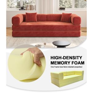 78.8 pollici arancione Pudding Block convertibile modulare divano letto componibile comodo braccio compressione soggiorno camera da letto mobili - Product Image 3