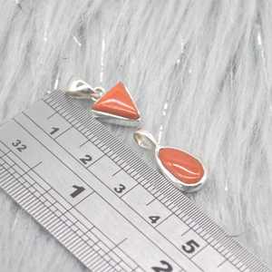 Colgante de plata con coral rojo, delicado colgante de piedras preciosas, joyería hecha a mano, colgante de plata de ley para mujer - Product Image 5