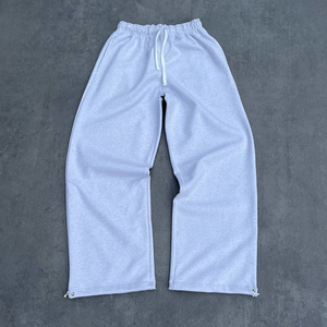 กางเกงขายาวผู้ชายทรงโอเวอร์ไซส์ ผ้าเฟรนช์เทอร์รี่เนื้อหนา ดีไซน์เรียบง่าย กระดุมแบบสองรู - Product Image 6