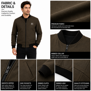 Chaqueta Bomber para Hombre, Manga Larga, Cierre de Cremallera, Cuello Acanalado, Ropa Casual de Calle, Venta al Por Mayor, OEM, Proveedor de Chaquetas Personalizadas para Hombre, EE. UU. - Product Image 5