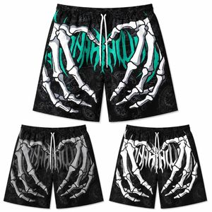 Pantalones Cortos Deportivos de Verano para Hombre con Estampado de Mano de Esqueleto, de Secado Rápido, Transpirables, de Poliéster, Estilo Urbano Gótico - Product Image 5