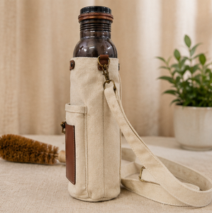 Kit authentique de manchon de bouteille texturé en cuivre foncé et de brosse, écologique, portable, multi-usage, pour la maison, avec dessous de verre et couvercles - Product Image 1