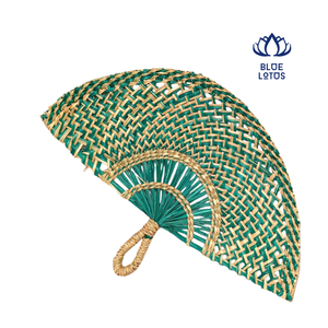 Premium Seagrass Hand Fan Handmade Woven Palm Style Fan for Home Wedding Decoration - Product Image 1