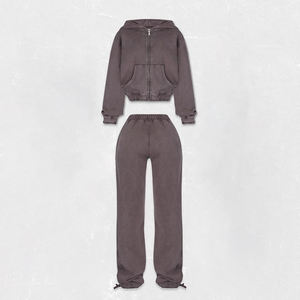 Conjunto Deportivo de Dos Piezas para Mujer con Logotipo Personalizado, Chaqueta con Capucha y Cremallera y Pantalones Deportivos Bordados, Fabricante de Ropa Deportiva - Product Image 3