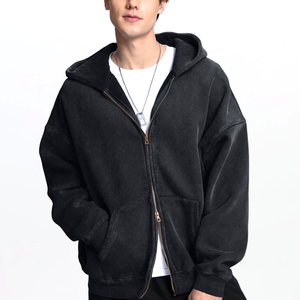 Mejor Proveedor de Fábrica, Precio al por Mayor, Sudadera con Capucha Vintage para Hombre, Negra, Lavada al Ácido, de Alta Calidad, 100% Algodón - Product Image 2