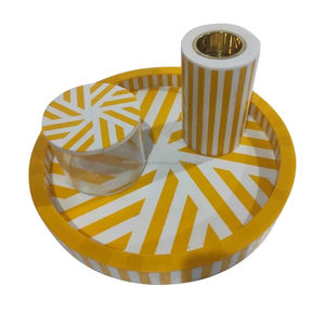 Ensemble de brûleurs d'encens Bakhoor en résine bleue et blanche faits à la main Mubkhara Boîte et brûleur avec plateau Style religieux - Product Image 4