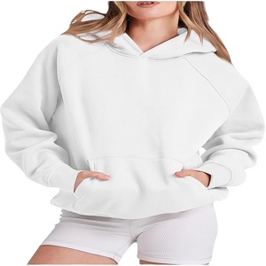 เสื้อสวมหัวผ้าฝ้ายขนแกะสีล้วนสำหรับผู้หญิงมีสไตล์บริการ OEM ราคาถูก - Product Image 3