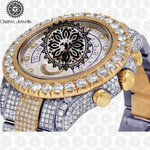 Montre de luxe pour homme Charm_Jewells avec diamants, boîtier en acier inoxydable doré, mouvement mécanique analogique, cadran de 40 mm, chronographe tendance 10 - Product Image 6