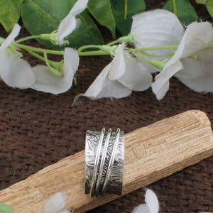 Bague en argent sterling 925 avec améthyste, motif feuille classique, multi-bandes, anti-anxiété, gravée botanique, pour femme, vente en gros - Product Image 2