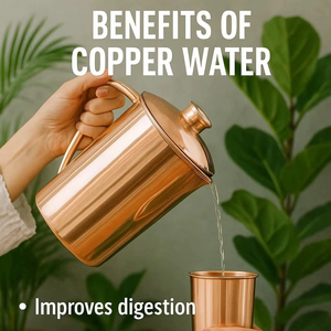 Juego de Jarra de Agua de Cobre Puro - Jarra Ayurvédica para la Salud, Diseño de Lujo a Prueba de Fugas para Bodas y Regalos, Uso Doméstico - Product Image 6