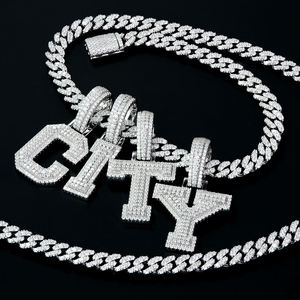Colgante de Letra con Moissanita de Corte Brillante Redondo, Plata de Ley 925 con Baño de Rodio, Joyería Hiphop Unisex para Hombres y Mujeres, Ideal para Fiestas - Product Image 6