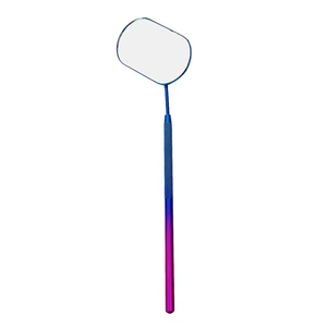 Handheld Oval <b>Makeup</b> <b>Mirror</b> With 3X Magnification Metal Frame Single Side Purple Handle Desktop Use - Product Image 1
