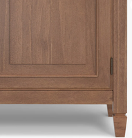 Magnifique armoire à deux portes en bois brun avec pieds en bois massif, unité de rangement élégante pour salon, chambre et entrée