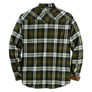 <b>Men's</b> Orange Plaid Flannel Shirt Long Sleeve Button Down Casual Cotton Checkered <b>Workshirt</b> Turn-down Collar Autumn Wear - Product Image 5