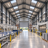 Atelier de production de panneaux solaires en acier préfabriqué, portes à enroulement, sol propre à grande portée pour l'assemblage de modules photovoltaïques et le stockage de produits finis