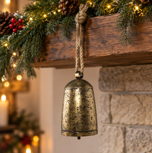 AK Laiton Décoratif Métal Cloches De Noël Rustique Fini Unique Moderne Cloche Sur Corde Pour Décor De Noël/Décor À La Maison - Product Image 1