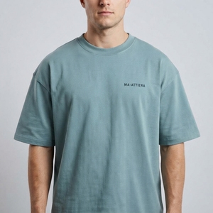 <b>Men's</b> Ice Blue Oversized T Shirt Crew <b>Neck</b> Short Sleeve Casual Streetwear Cotton <b>Tshirt</b> Relaxed Fit Top - Product Image 1