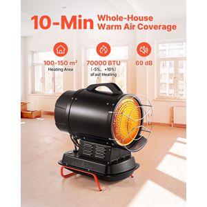 Stufa Industriale Portatile da 125.000 BTU a Cherosene/Diesel con Temperatura Regolabile e Ruote per Garage o Cantiere - Product Image 2