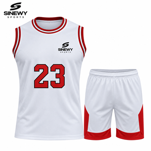 Ensemble de maillots de basket-ball SINEWY blanc et rouge 23, sublimé, respirant, unisexe, vêtements d'équipe pour adultes - Product Image 1