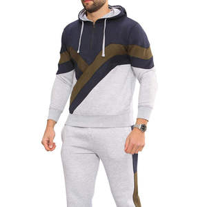 Conjunto Deportivo Personalizado para Hombre de 2 Piezas, Sudadera con Cierre de Cremallera y Bloques de Color, Pantalones Deportivos, Sudadera de Felpa con Parches - Product Image 4