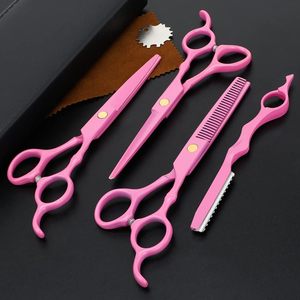 Ensemble de ciseaux à cheveux roses en acier inoxydable, ciseaux à effiler professionnels, outils de barbier, ciseaux de coiffure à long manche pour droitiers - Product Image 1