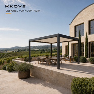 Pérgola independiente para exteriores RKove de 5*6 m para hostelería y gastronomía en viñedos europeos, pérgola con lamas motorizadas. - Product Image 6