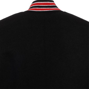 Mens Varsity Jacket <b>Wool</b> Body Leather Sleeves Baseball Bomber Style Letterman Outerwear Black <b>Red</b> - Product Image 2