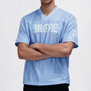 Camiseta de Fútbol Americano para Hombre, Cuello en V, Malla Azul Cielo, Ligera, Transpirable, Personalizable, Fabricante para Pedidos al por Mayor - Product Image 5
