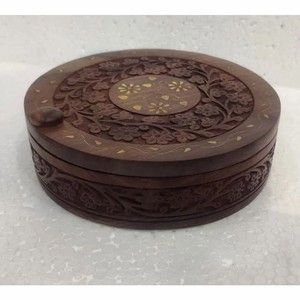 Mango Wood <b>Spice</b> <b>Box</b> 6 Containers Wholesale | Handcrafted Moradabad - Product Image 3