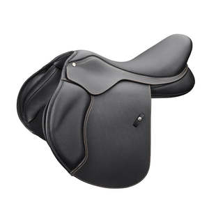 Selle d'obstacle anglaise avec arceau en bois, construction en cuir et quincaillerie nickelée - Product Image 1