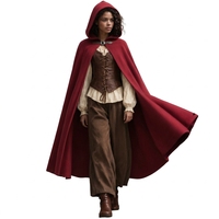 Mittelalterlicher Kapuzenumhang-Set Renaissance Mädchen Cosplay Kostüm Steampunk Schnürkorsett Vintage Outfit Gotisches Bühnenauftritts-Outfit
