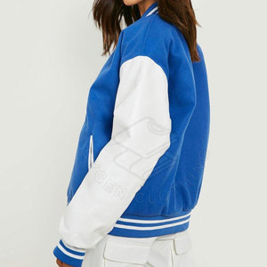 Blouson universitaire tricoté en crochet pour femme, haut de gamme, uni, hiver, avec poignets côtelés, léger, décontracté pour usage quotidien, logo frontal - Product Image 6