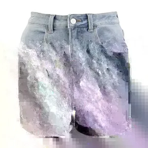 กางเกงยีนส์ขาสั้นทรงตรงแบบขาดๆ เอวสูง สไตล์วินเทจ สีซีดแบบ Snow Stonewash ผ้ายืดสแปนเด็กซ์ ระบายอากาศได้ดี สวมใส่สบาย เหมาะสำหรับฤดูร้อน รับผลิตตามแบบ (OEM) ขายส่ง มีหลายสี - Product Image 3