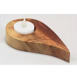 Porte-bougie en bois massif au charme rustique, idéal pour les réceptions de mariage, les centres de table et l'éclairage intérieur - Product Image 5