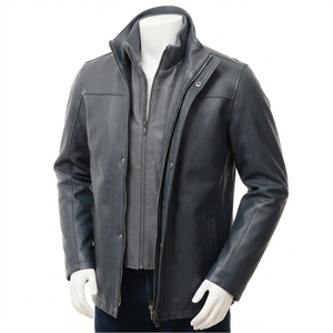 Chaqueta de Cuero para Hombre, Impermeable, Cortavientos, Transpirable, Lisa, con Cierre, Estilo Urbano, Personalizable - Product Image 2