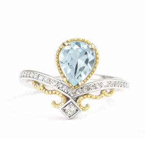 beGems - Bague en argent sterling avec tiara en topaze VIP 6x8 mm en forme de larme - Product Image 1